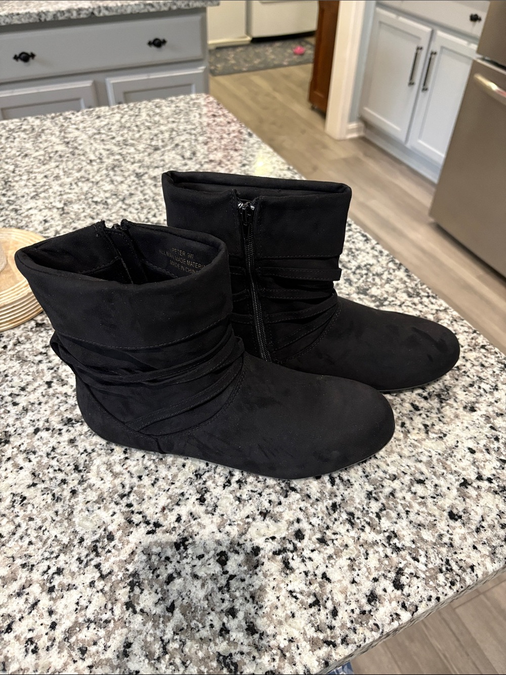 Women's Black Ankle Booties with Wrapped Band Detail